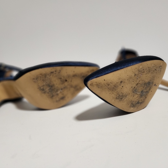 Navy Satin Dress Heels - Picture 6 of 6